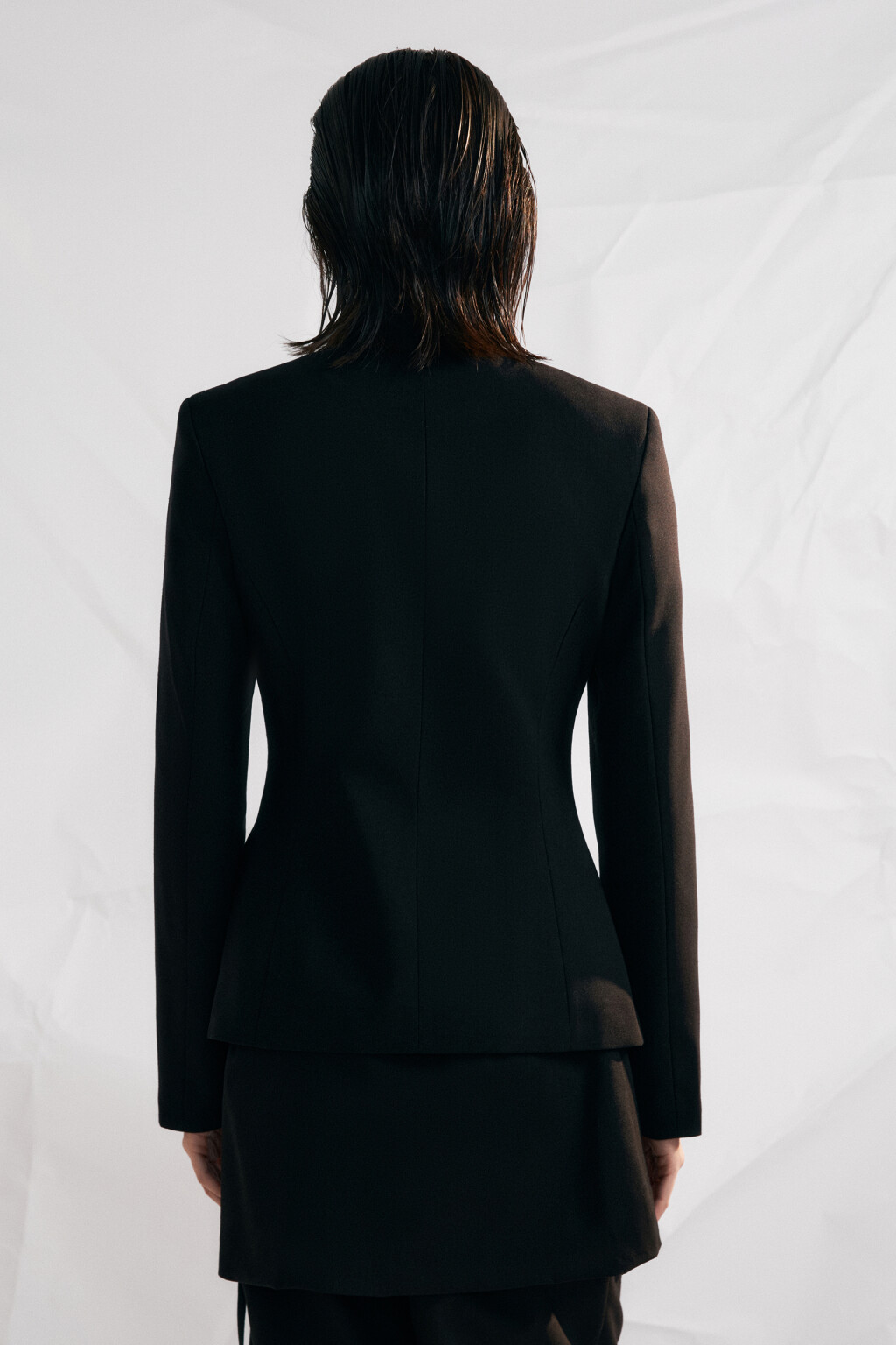 Жакет приталенный со льном - цвет черный - 3