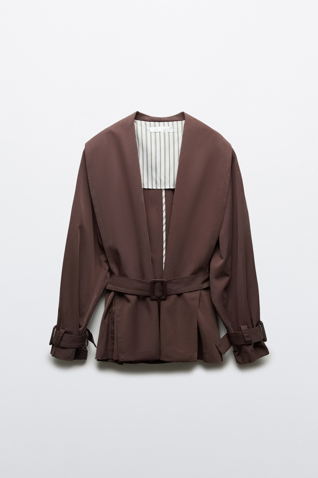 Пиджак вискозный с поясом - цвет коричневый - 10