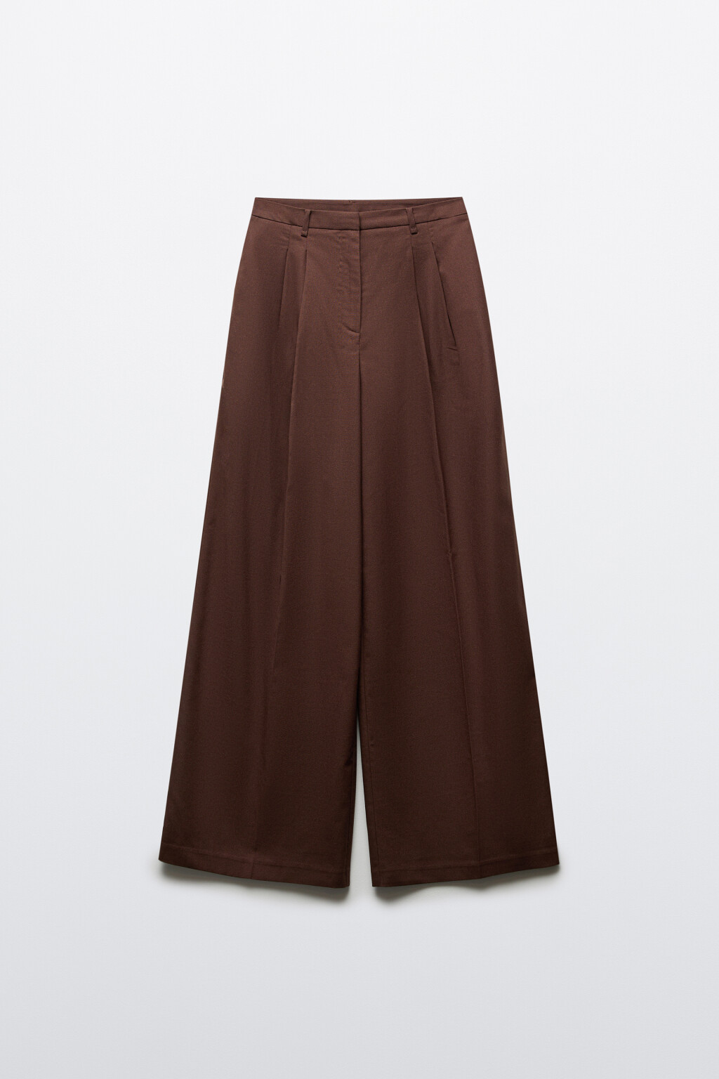 Брюки широкие костюмные с высокой посадкой - цвет коричневый - 7