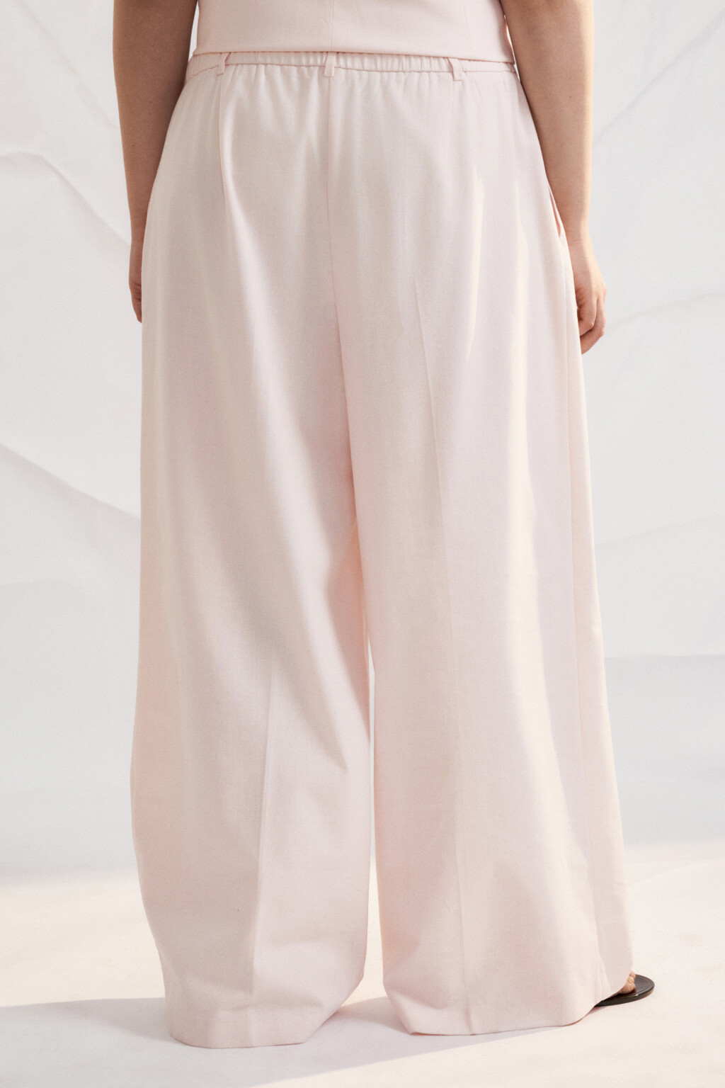 Брюки широкие костюмные с высокой посадкой - цвет розовый - 3
