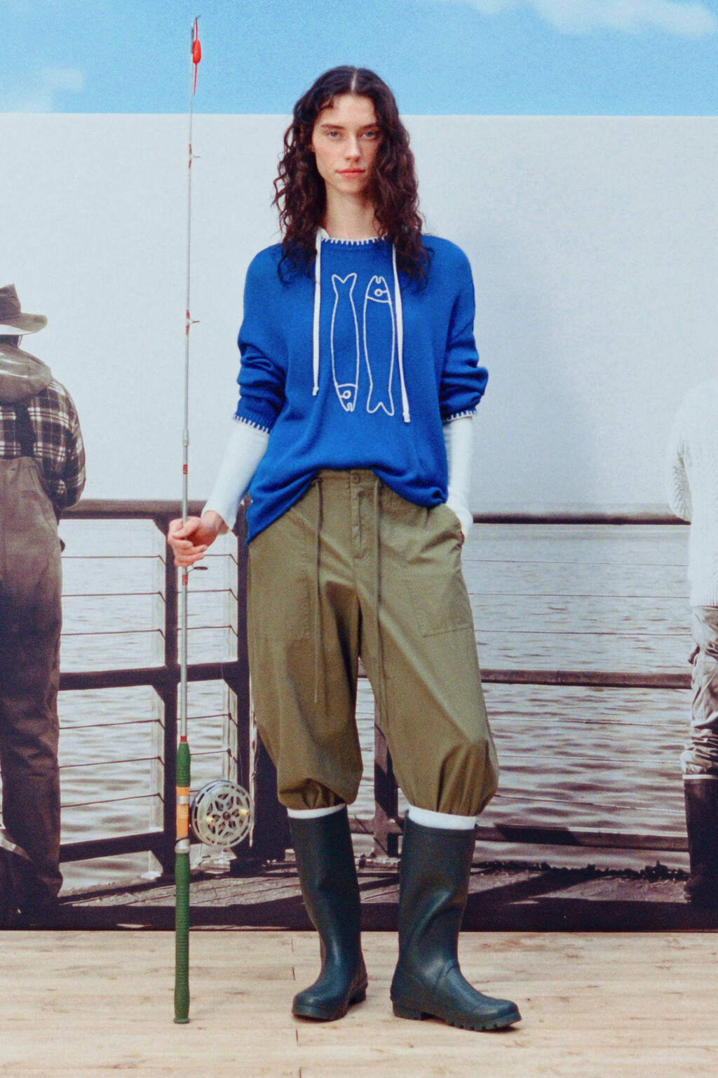 Брюки barrel fit хлопковые на завязках - цвет зеленый - 1