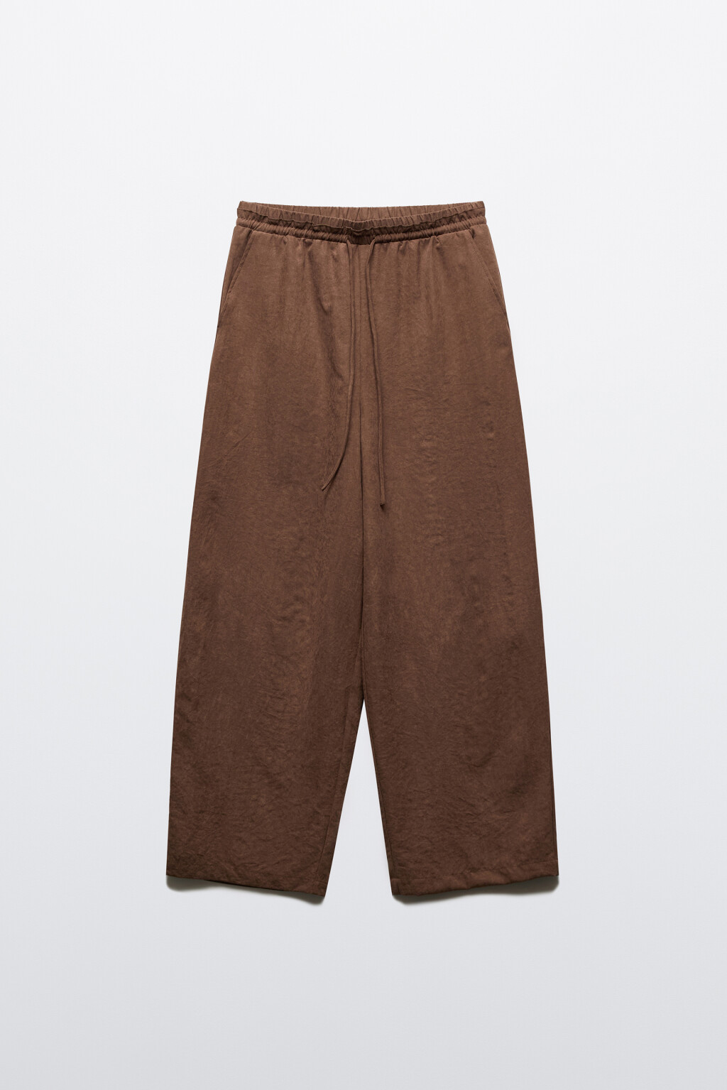 Брюки wide leg на завязках - цвет коричневый - 7