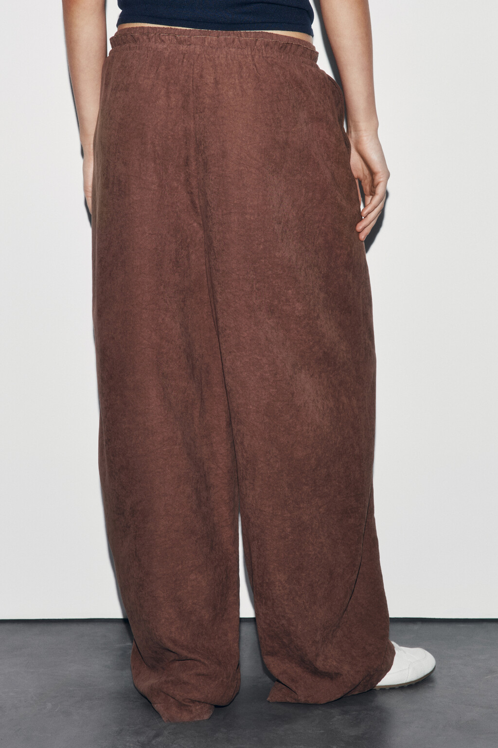 Брюки wide leg на завязках - цвет коричневый - 3