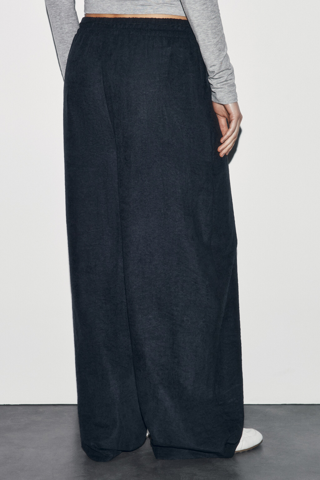 Брюки wide leg на завязках - цвет черный - 3