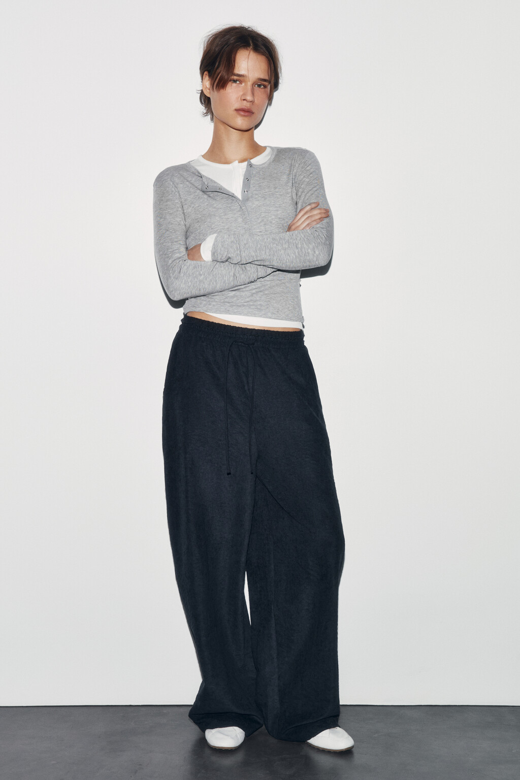 Брюки wide leg на завязках - цвет черный - 4