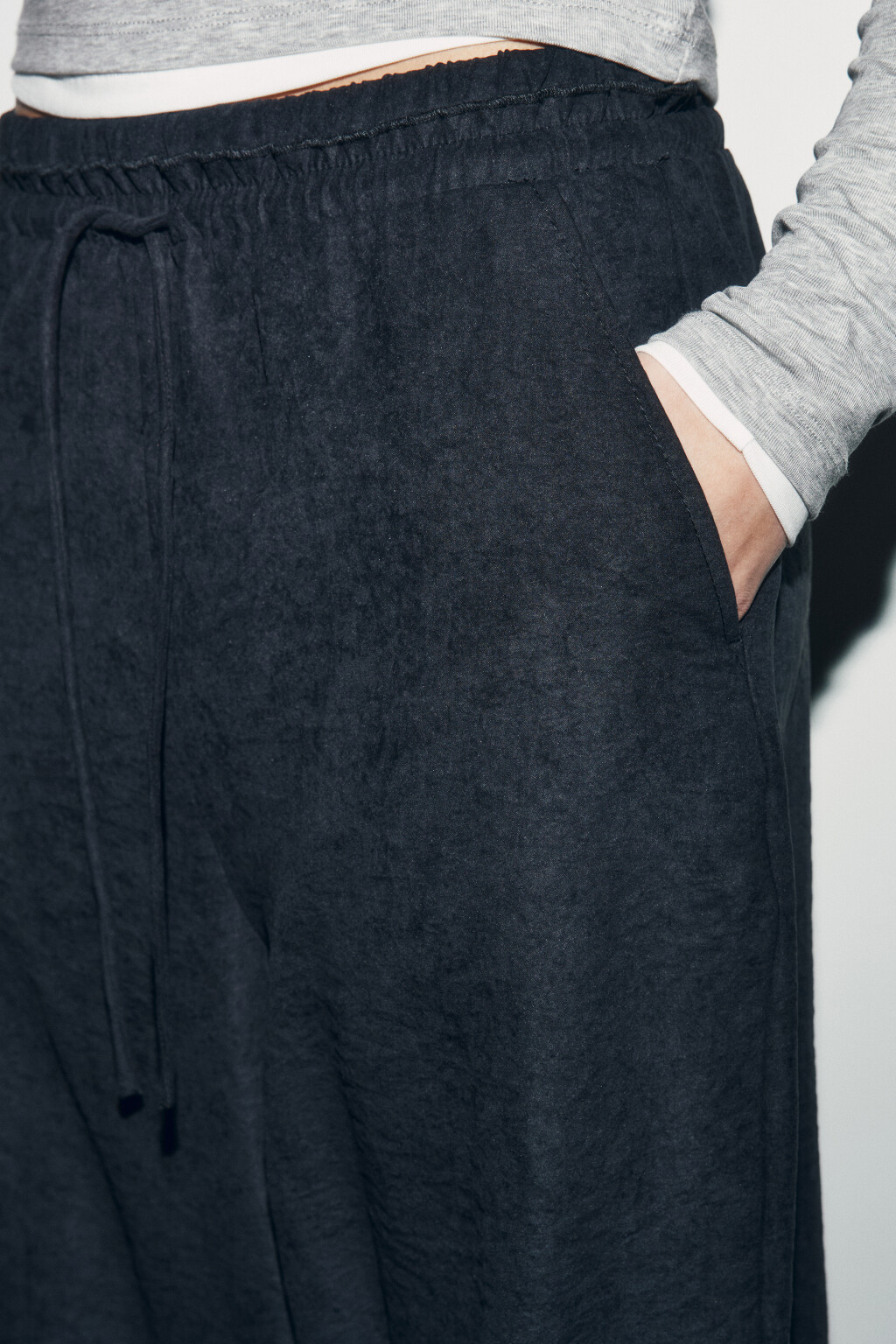 Брюки wide leg на завязках - цвет черный - 6