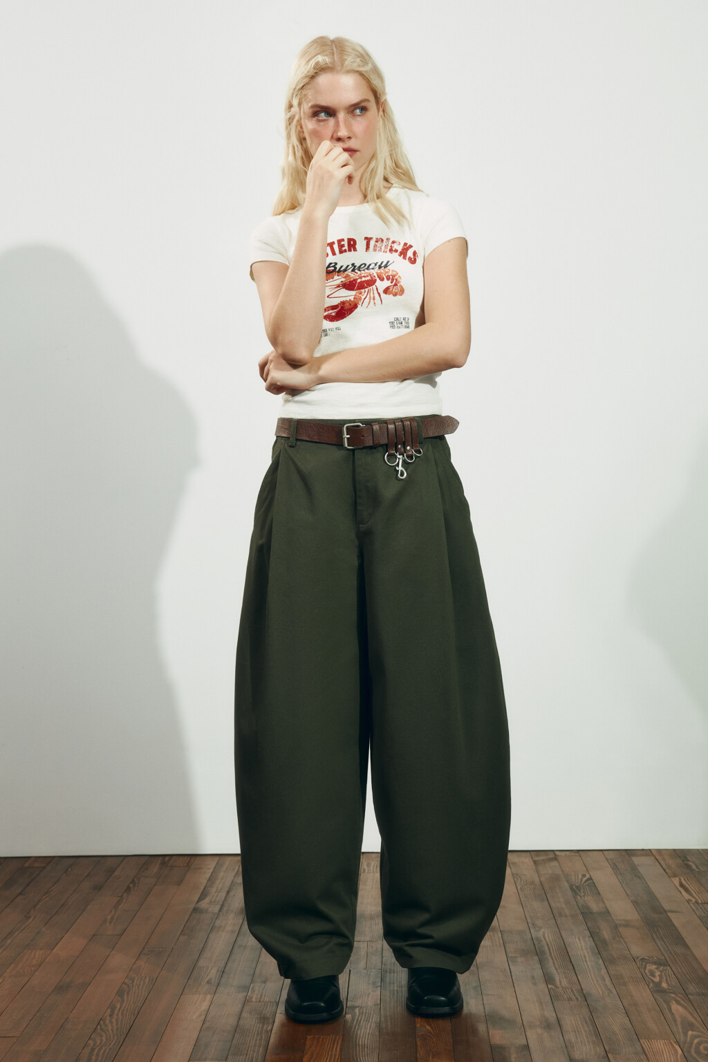 Брюки barrel fit костюмные со средней посадкой - цвет зеленый - 5