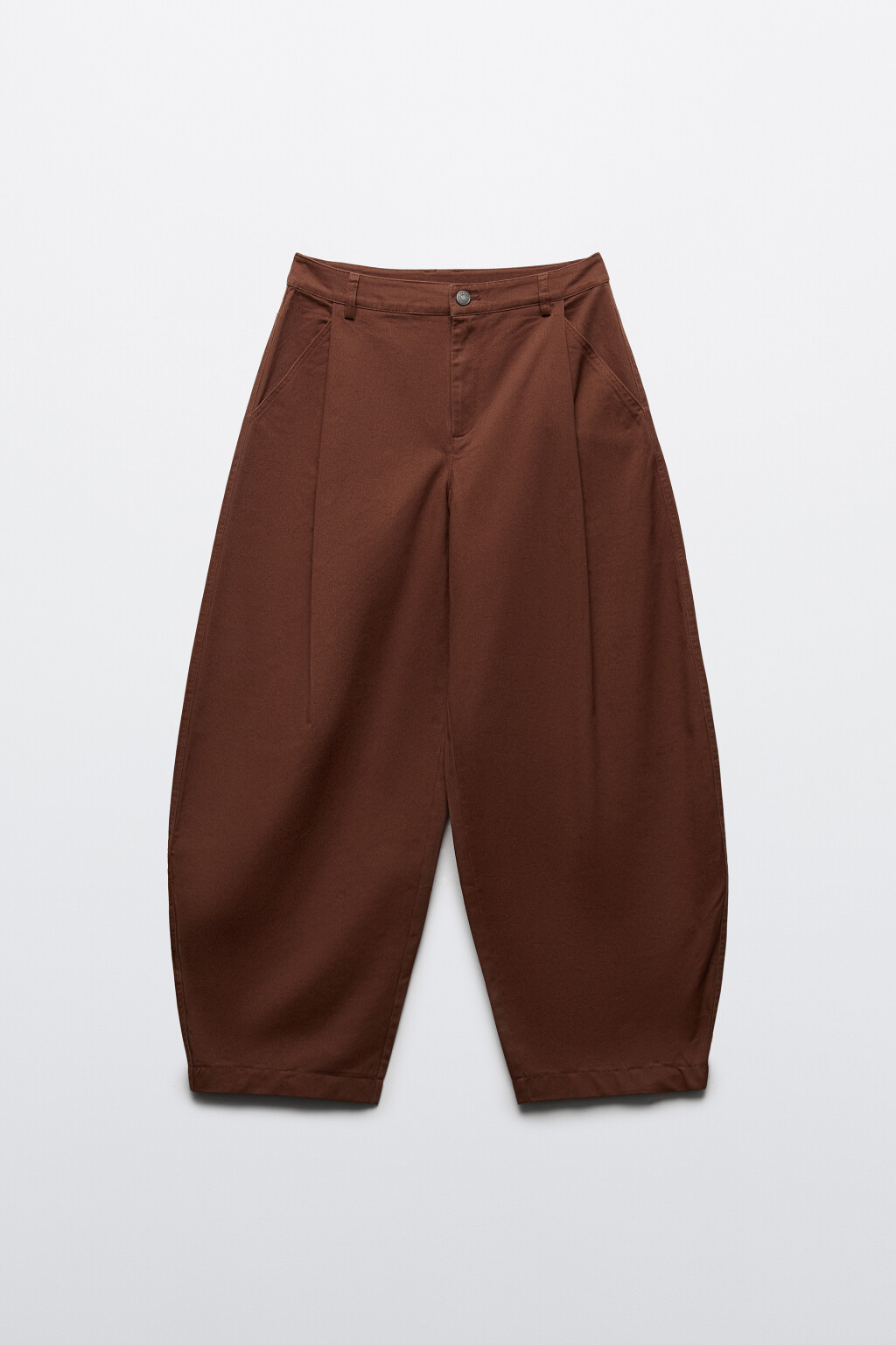 Брюки barrel fit костюмные со средней посадкой - цвет коричневый - 1