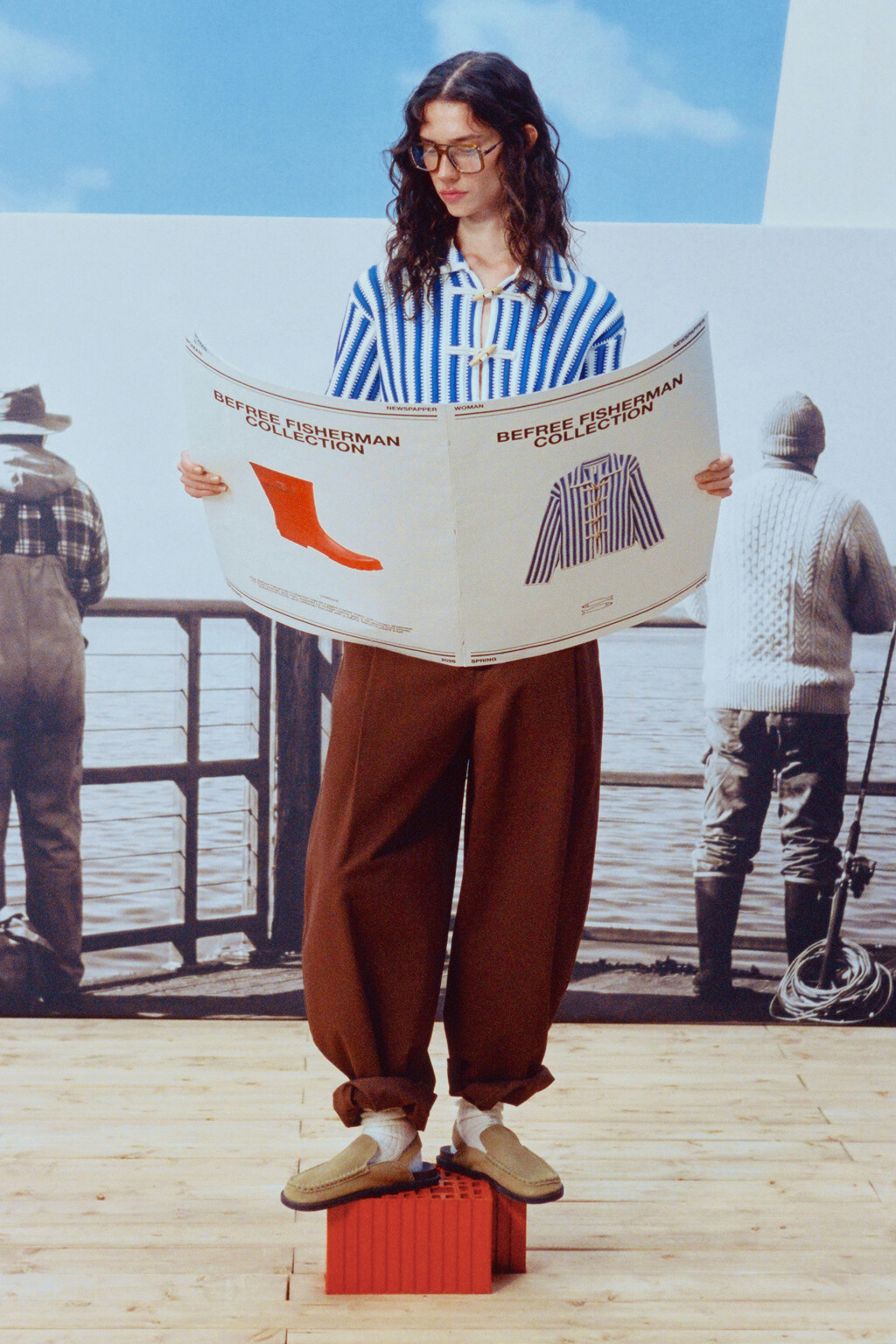 Брюки barrel fit костюмные со средней посадкой - цвет коричневый - 1