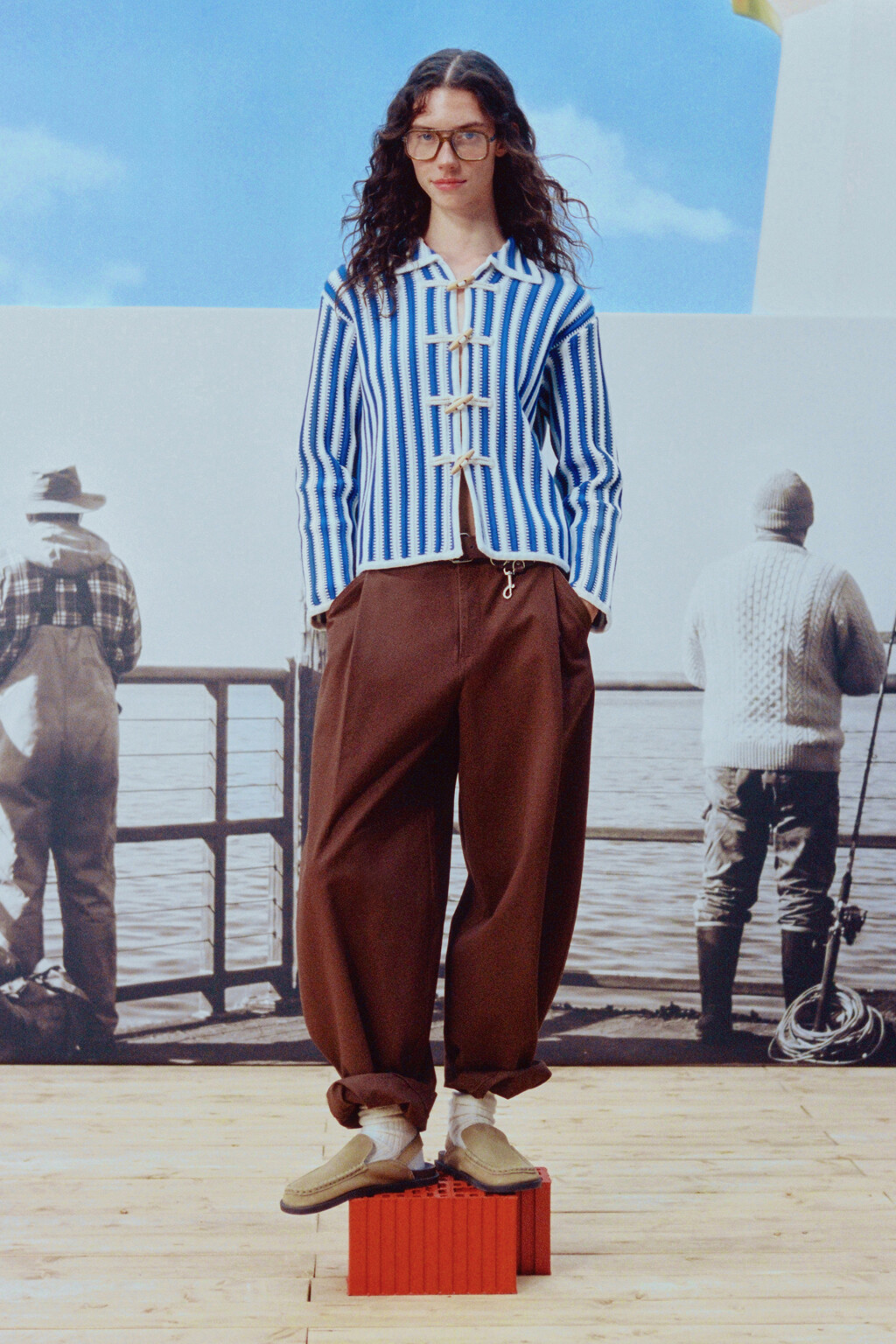 Брюки barrel fit костюмные со средней посадкой - цвет коричневый - 2