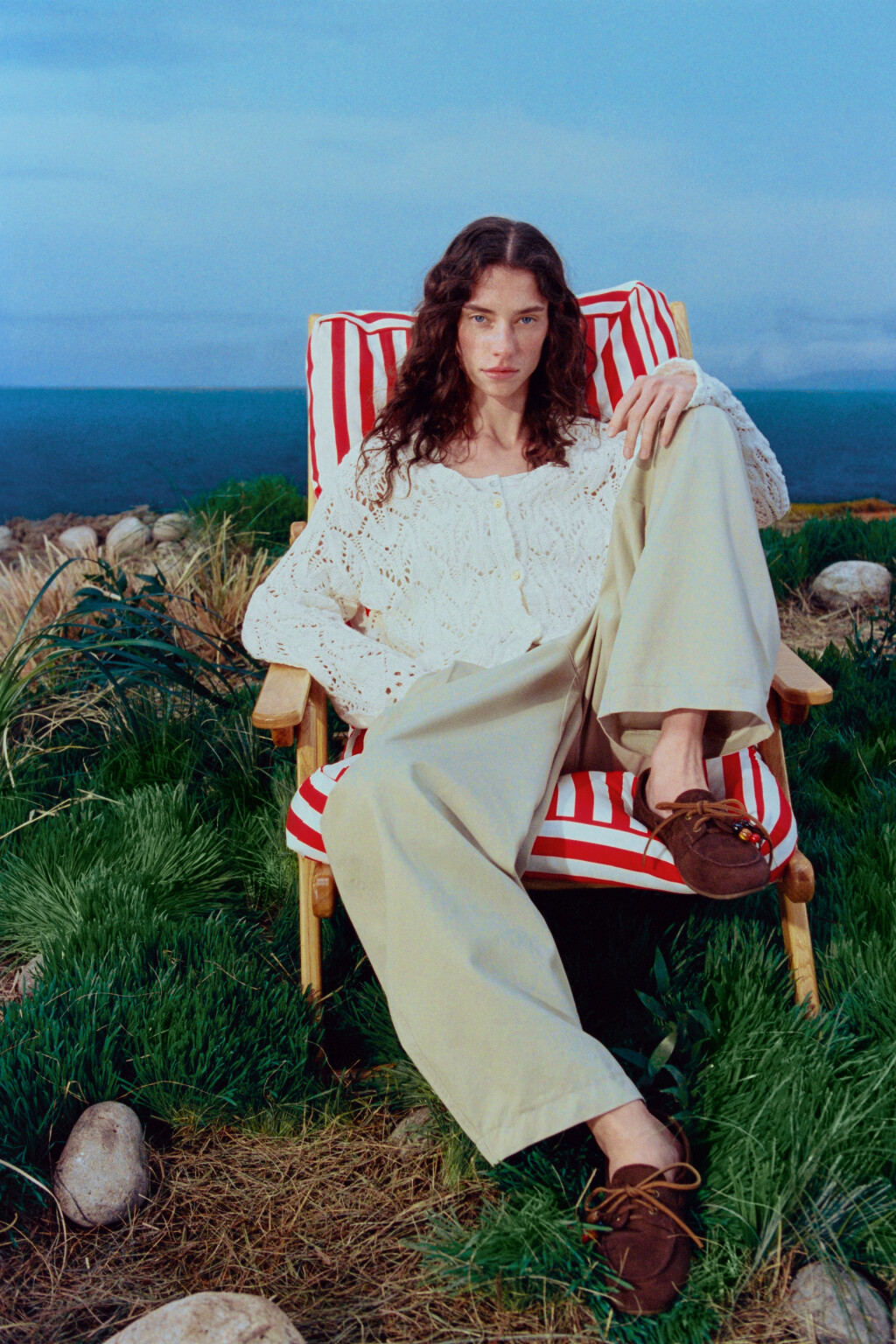 Брюки barrel fit костюмные со средней посадкой - цвет молочный - 1