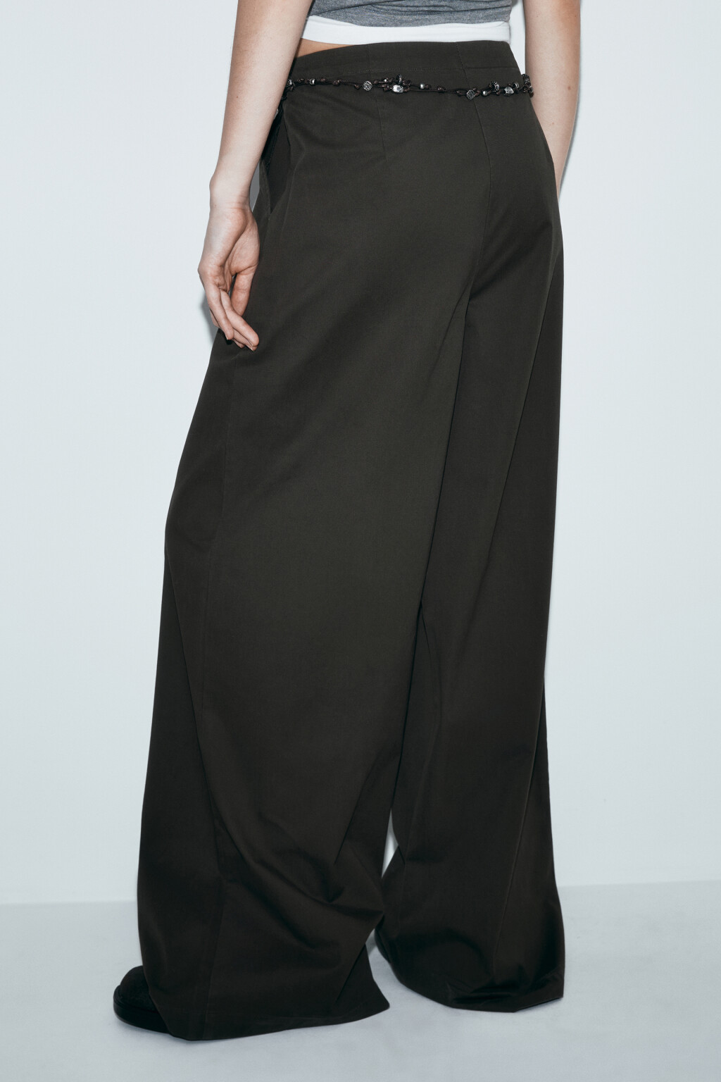 Брюки barrel fit со средней посадкой и поясом - цвет зеленый - 3