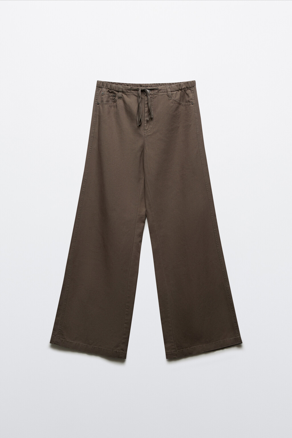 Брюки клеш хлопковые на завязках - цвет зеленый - 7