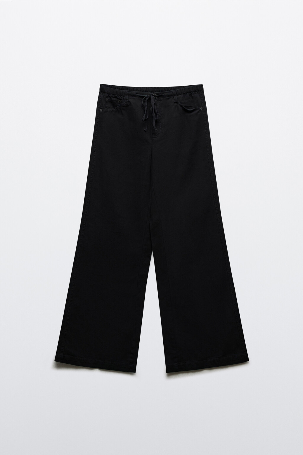 Брюки клеш хлопковые на завязках - цвет черный - 8