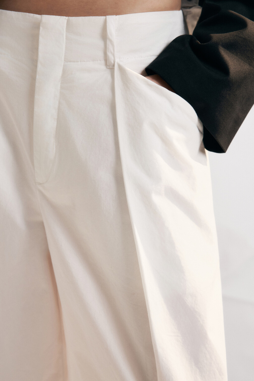 Брюки широкие хлопковые со средней посадкой - цвет белый - 6