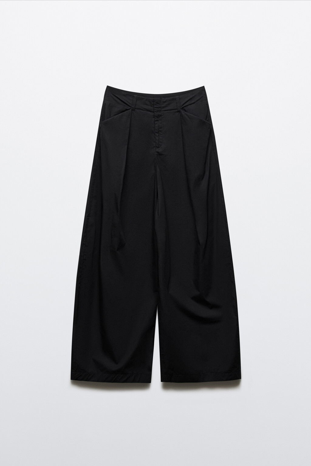 Брюки широкие хлопковые со средней посадкой - цвет черный - 7