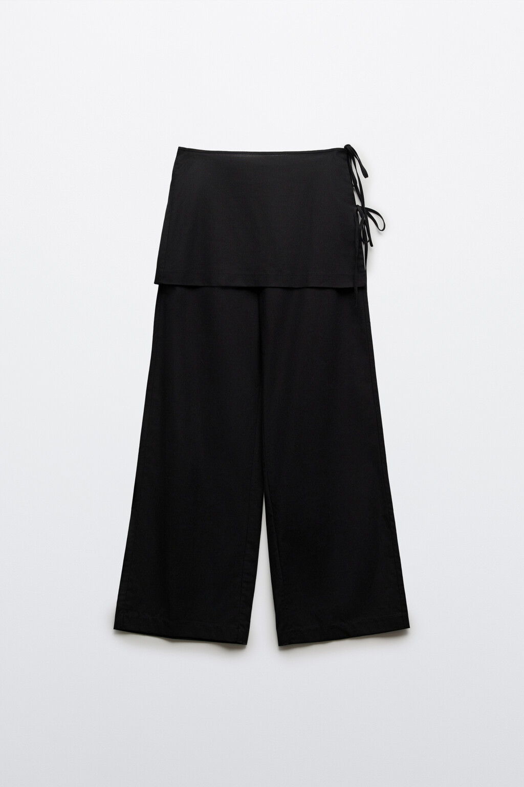 Брюки прямые со средней посадкой и баской - цвет черный - 7