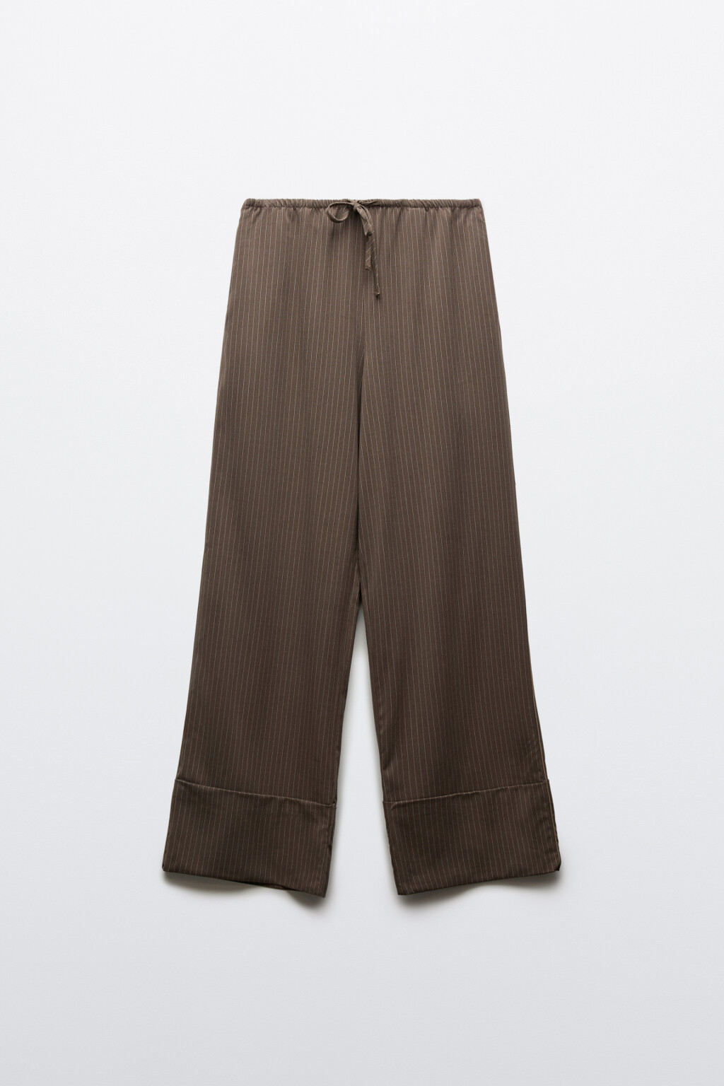 Брюки широкие с подворотами на завязках - цвет коричневый - 2