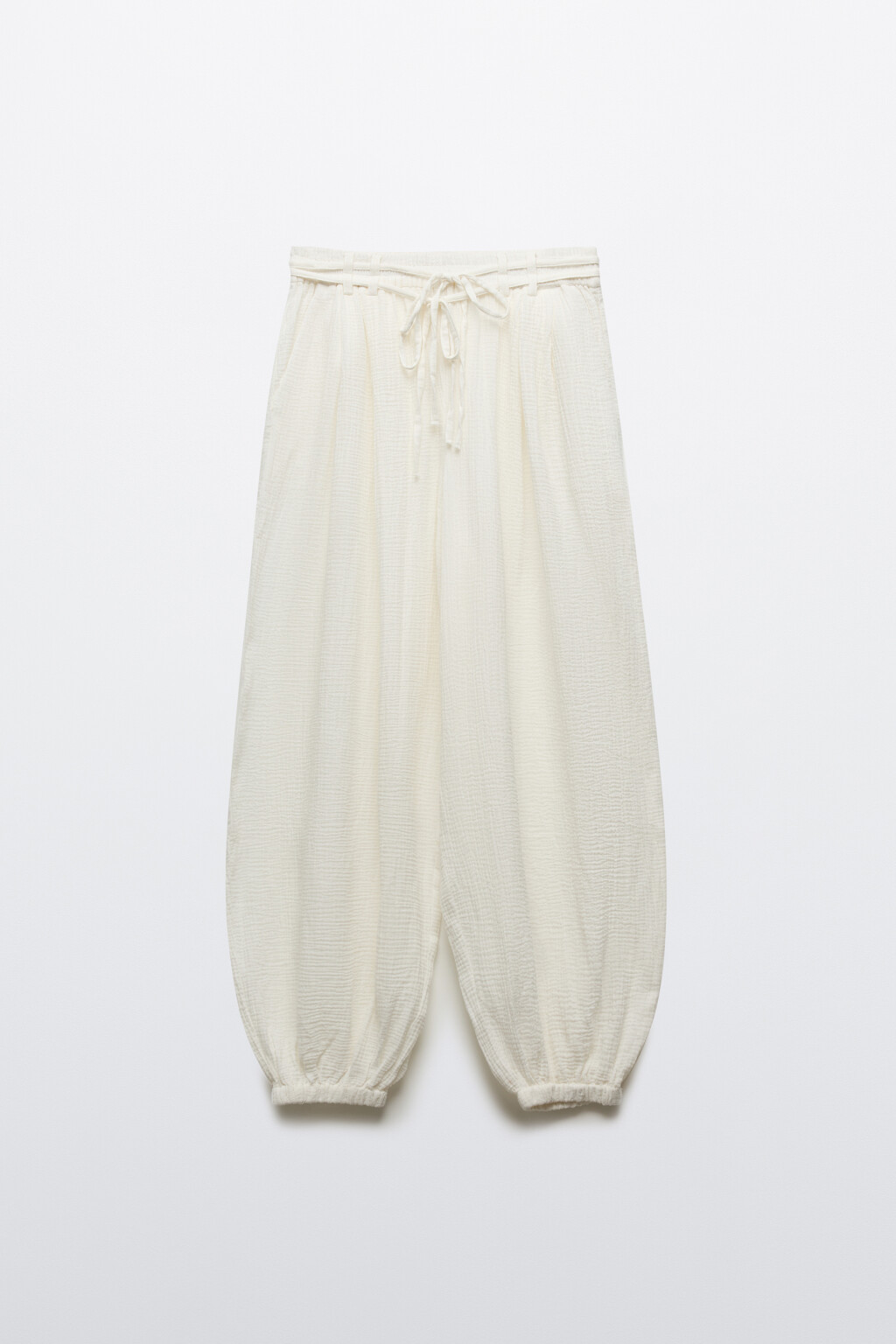 Брюки-аладдины из хлопкового муслина - цвет молочный - 8