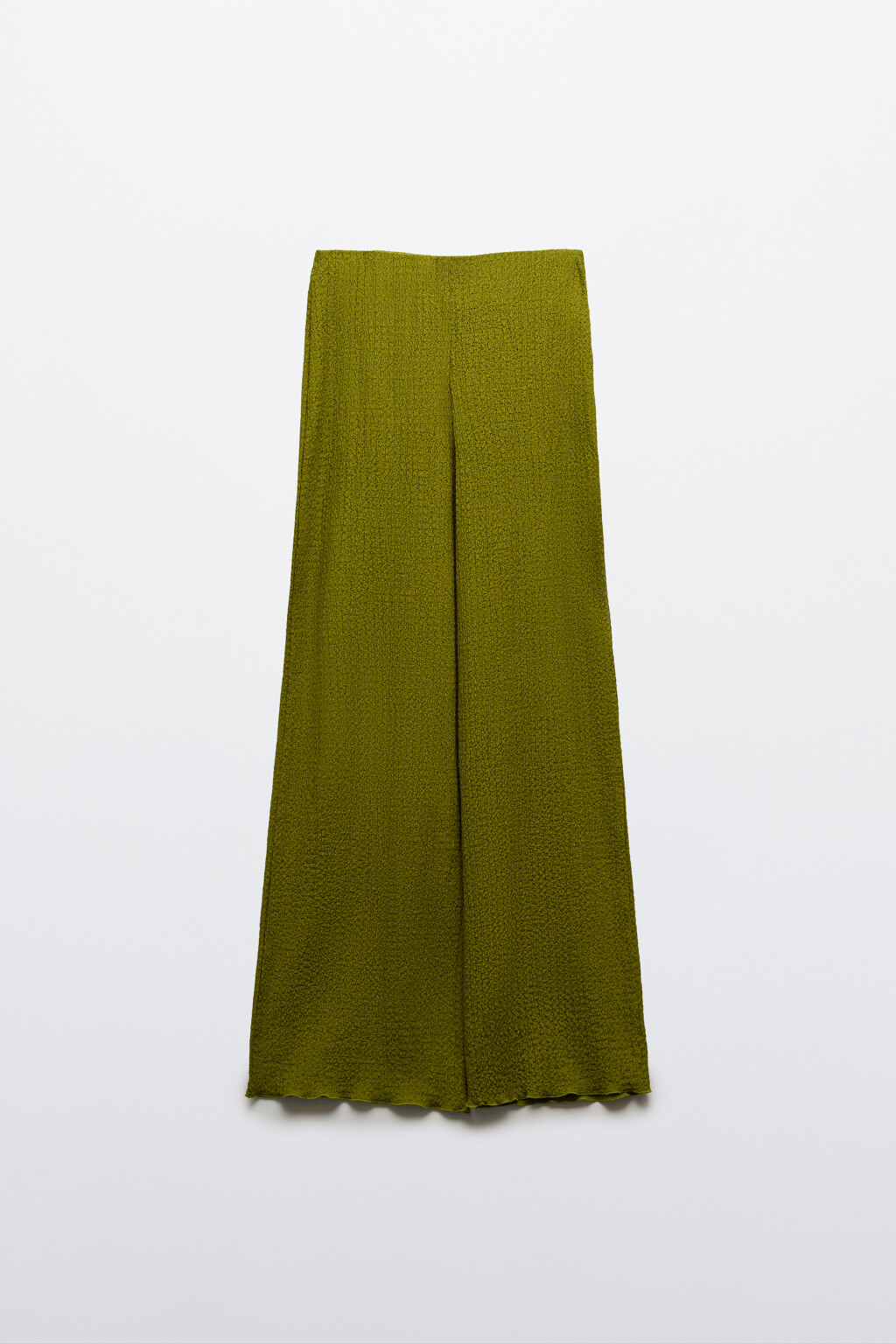 Брюки широкие трикотажные на резинке - цвет зеленый - 1