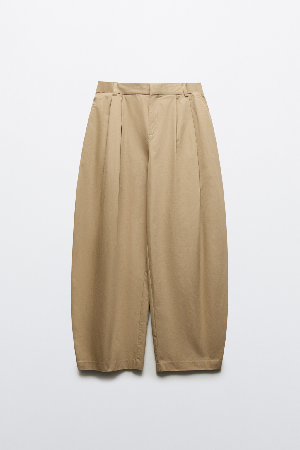 Брюки-баллон костюмные со складками - цвет бежевый - 8