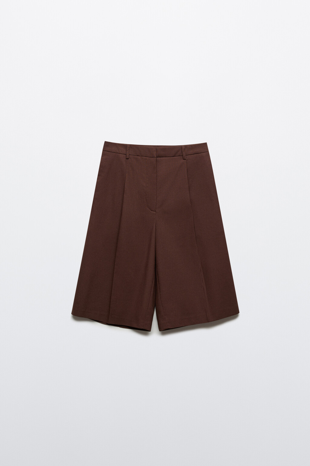 Шорты-бермуды костюмные со льном - цвет коричневый - 1