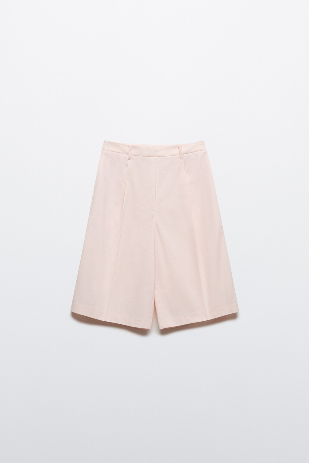 Шорты-бермуды костюмные со льном - цвет розовый - 1