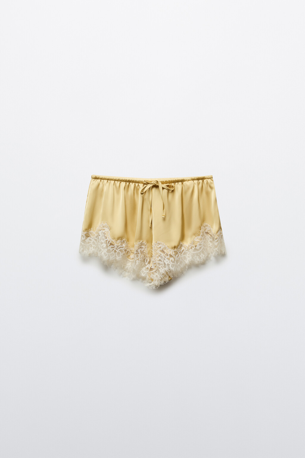 Шорты атласные на завязках с кружевом - цвет ванильный - 9