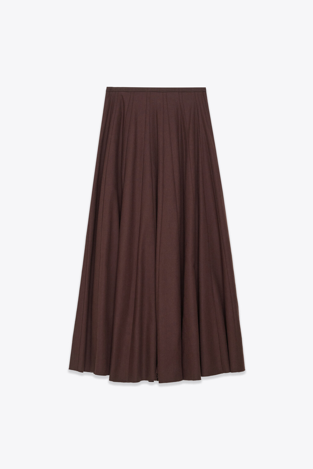 Юбка-трапеция макси с клиньями и льном - цвет коричневый - 7