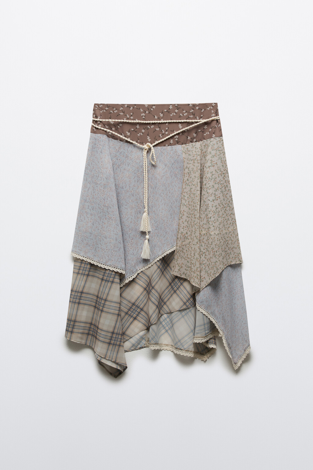 Юбка миди асимметричная в стиле пэчворк - цвет мультиколор - 8