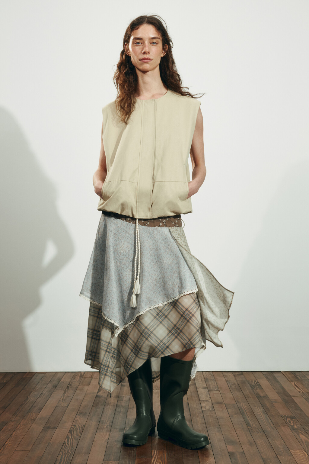 Юбка миди асимметричная в стиле пэчворк - цвет мультиколор - 5