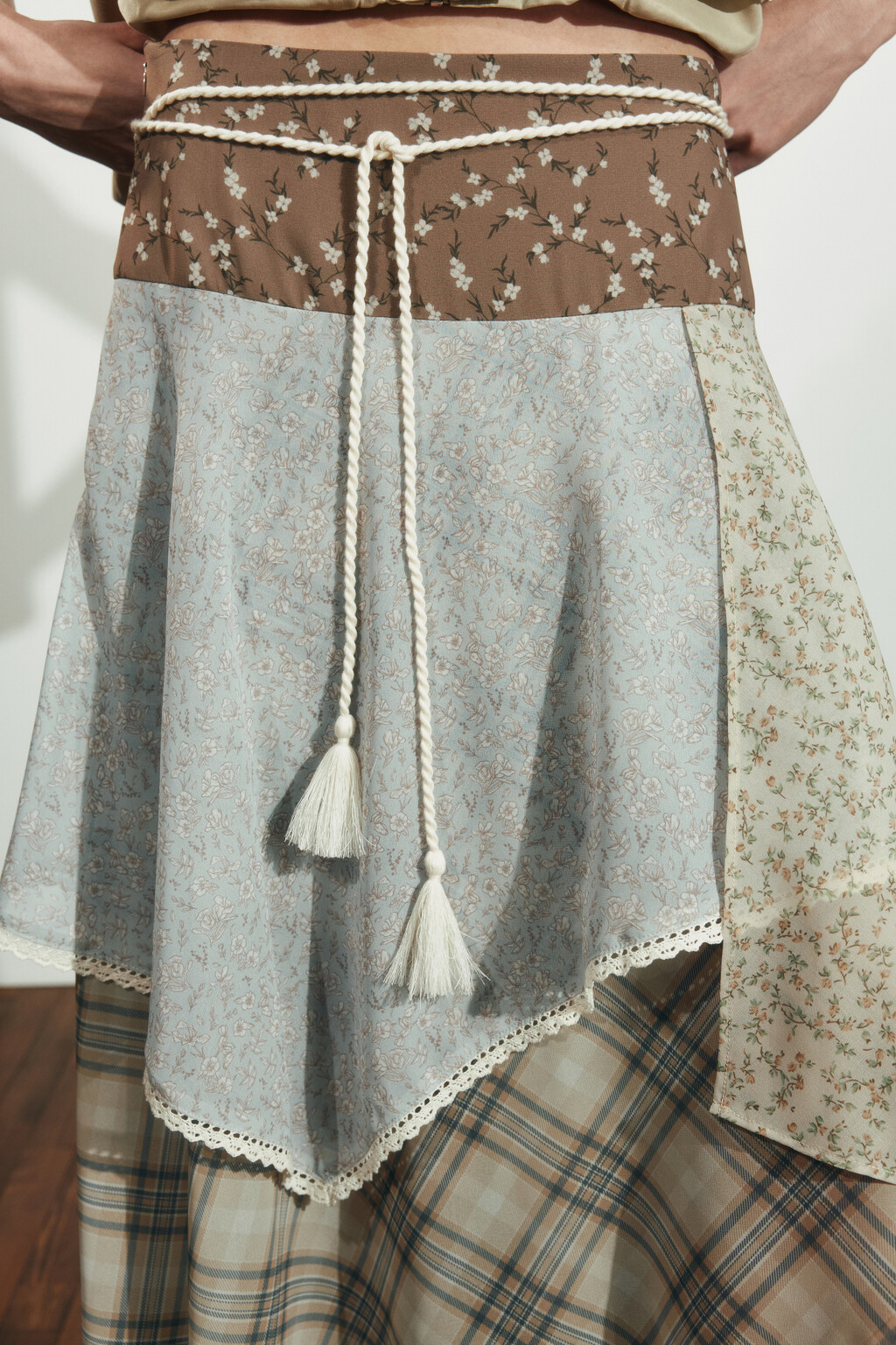 Юбка миди асимметричная в стиле пэчворк - цвет мультиколор - 6