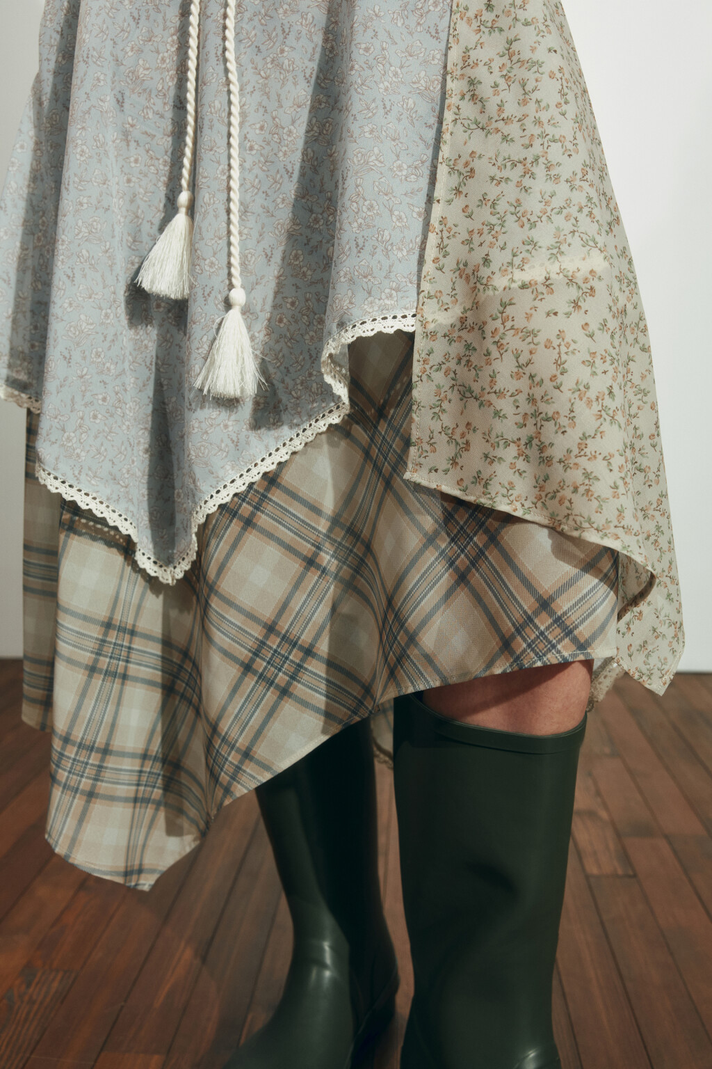 Юбка миди асимметричная в стиле пэчворк - цвет мультиколор - 7