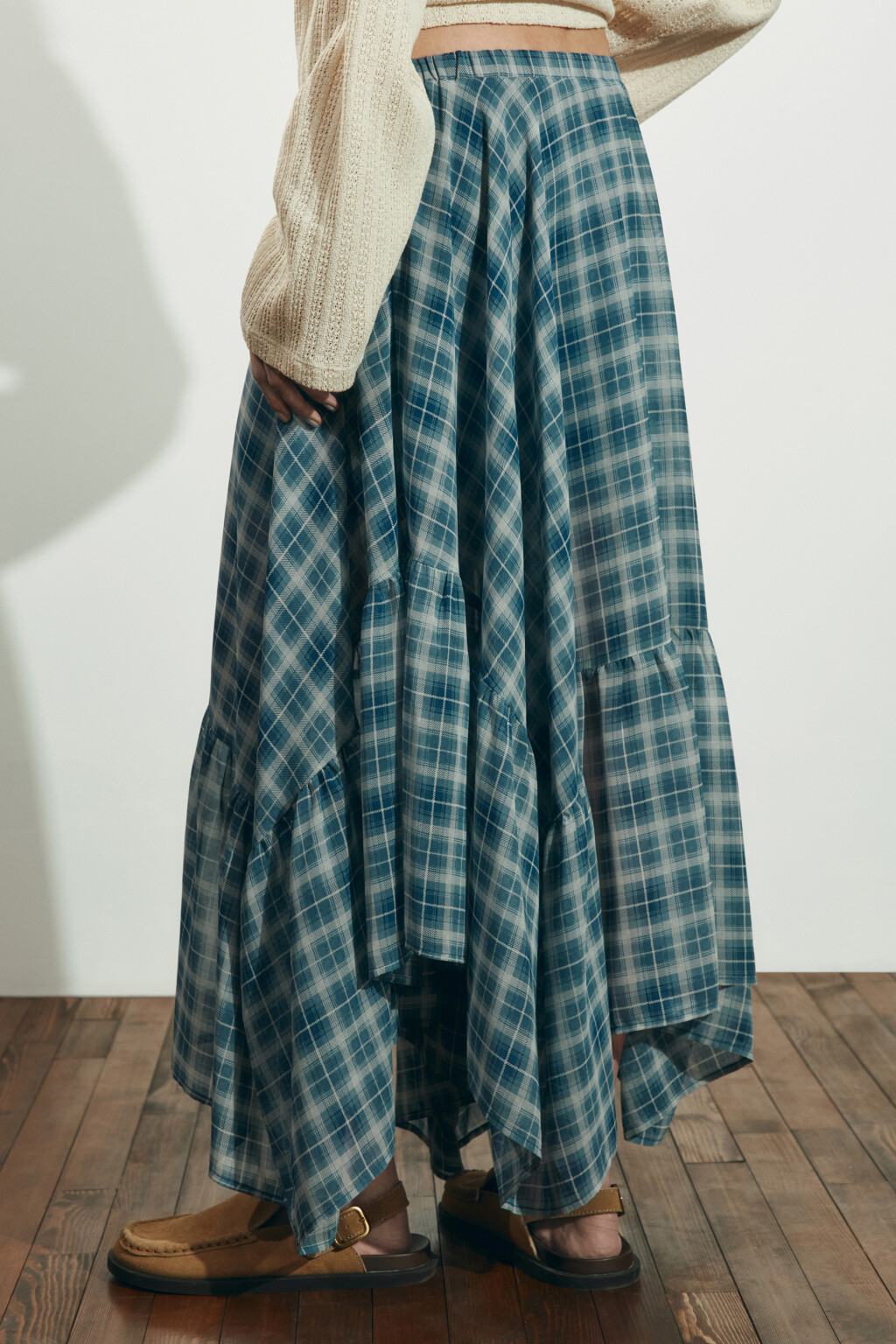 Юбка миди асимметричная с принтом - цвет синий - 5