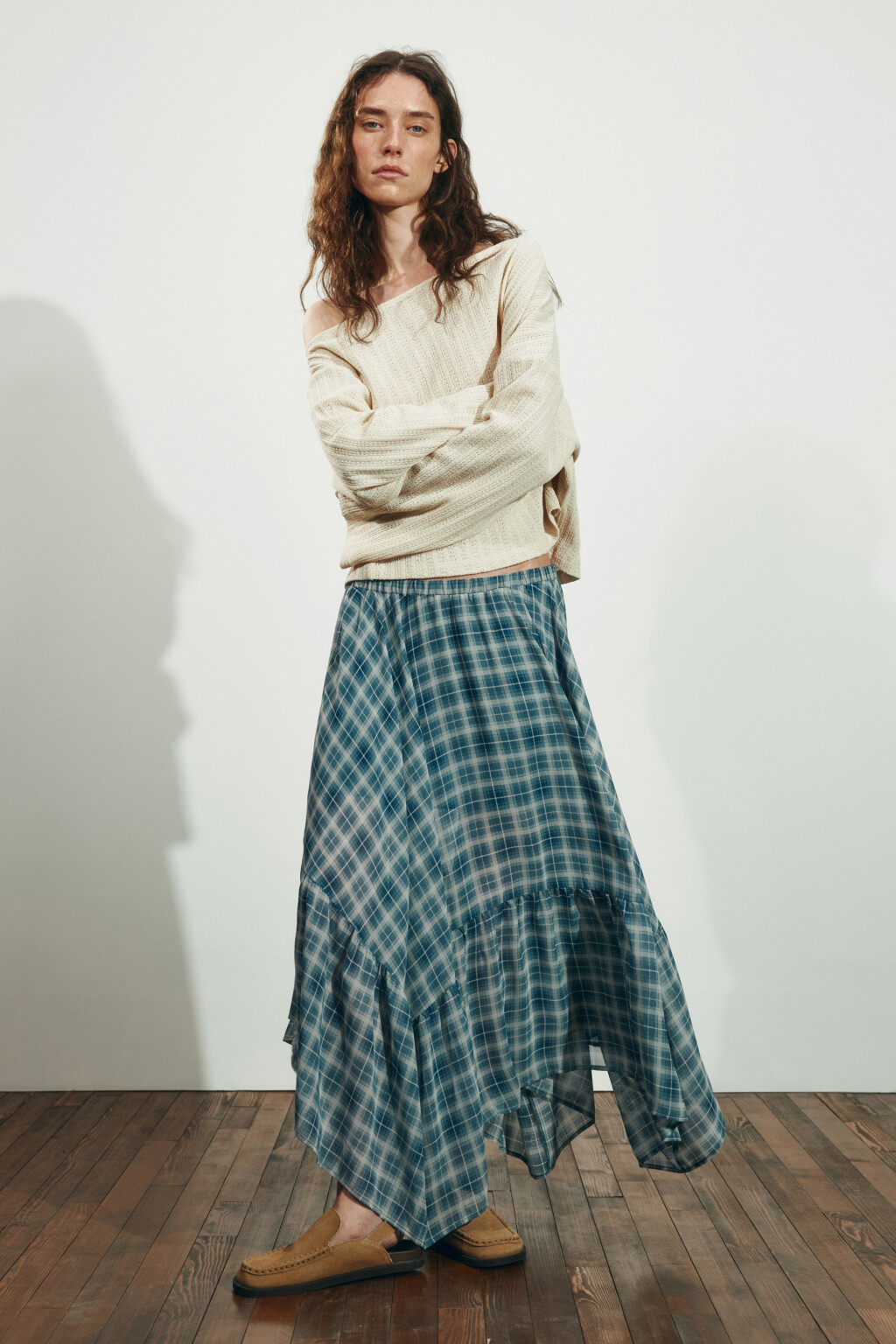 Юбка миди асимметричная с принтом - цвет синий - 6