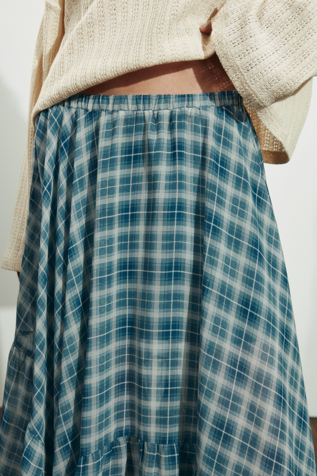 Юбка миди асимметричная с принтом - цвет синий - 7