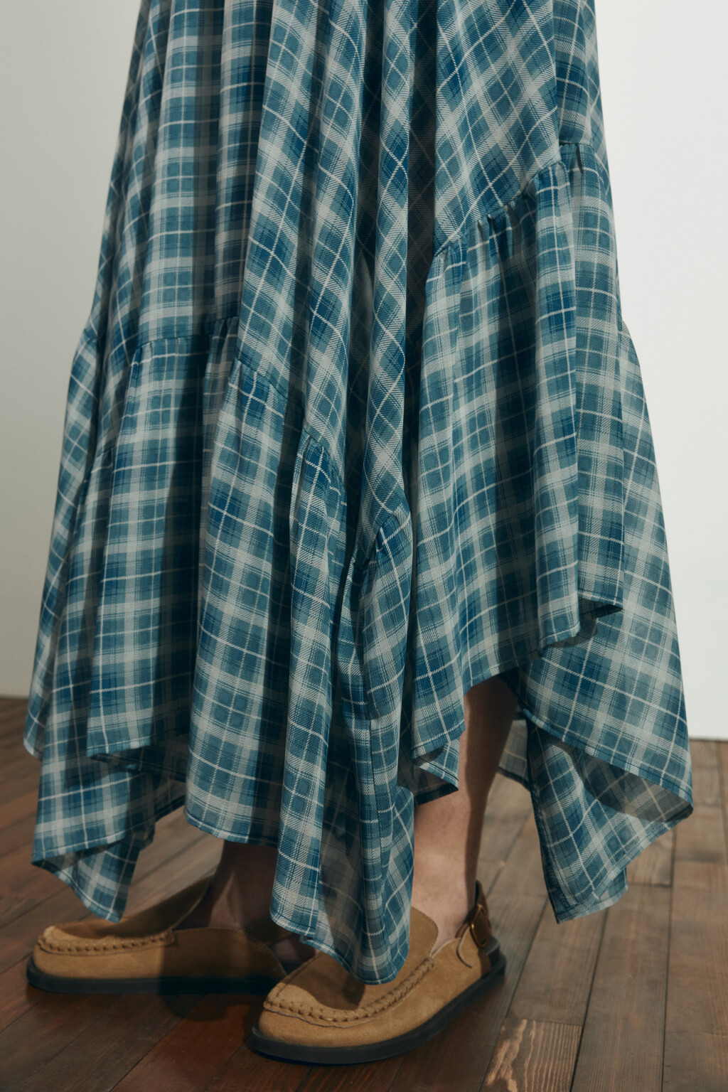 Юбка миди асимметричная с принтом - цвет синий - 8