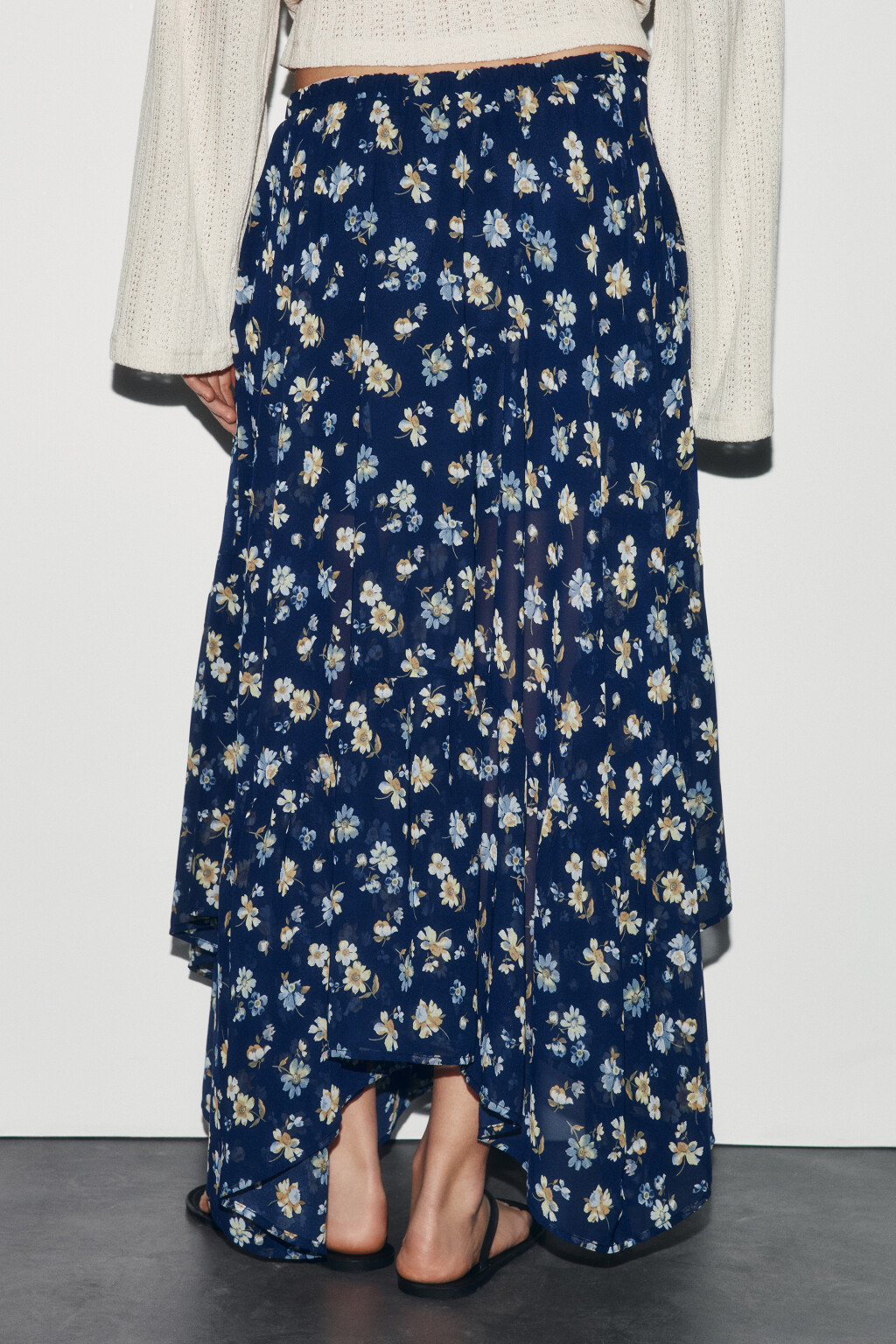 Юбка миди асимметричная с принтом - цвет черный - 3