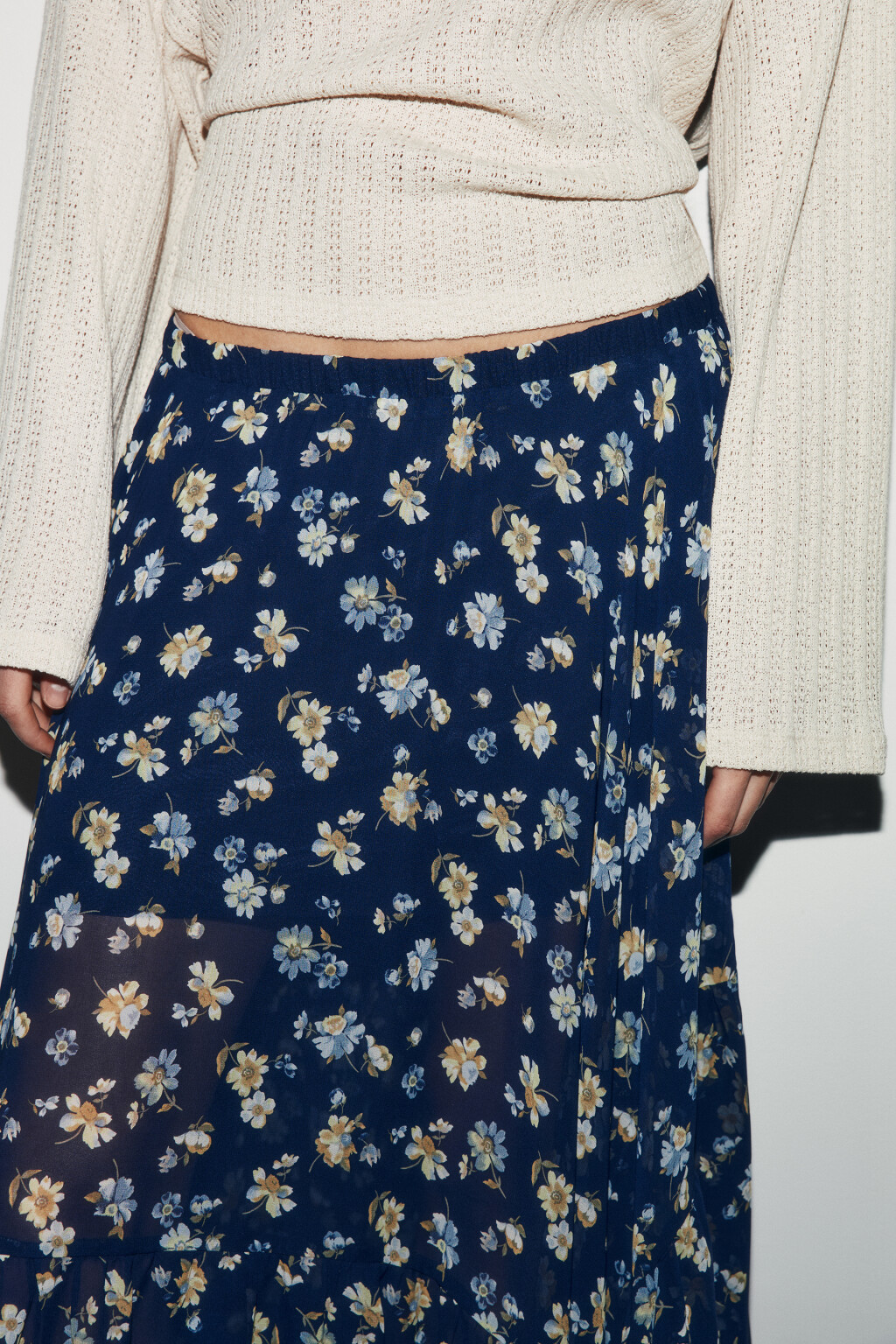 Юбка миди асимметричная с принтом - цвет черный - 5