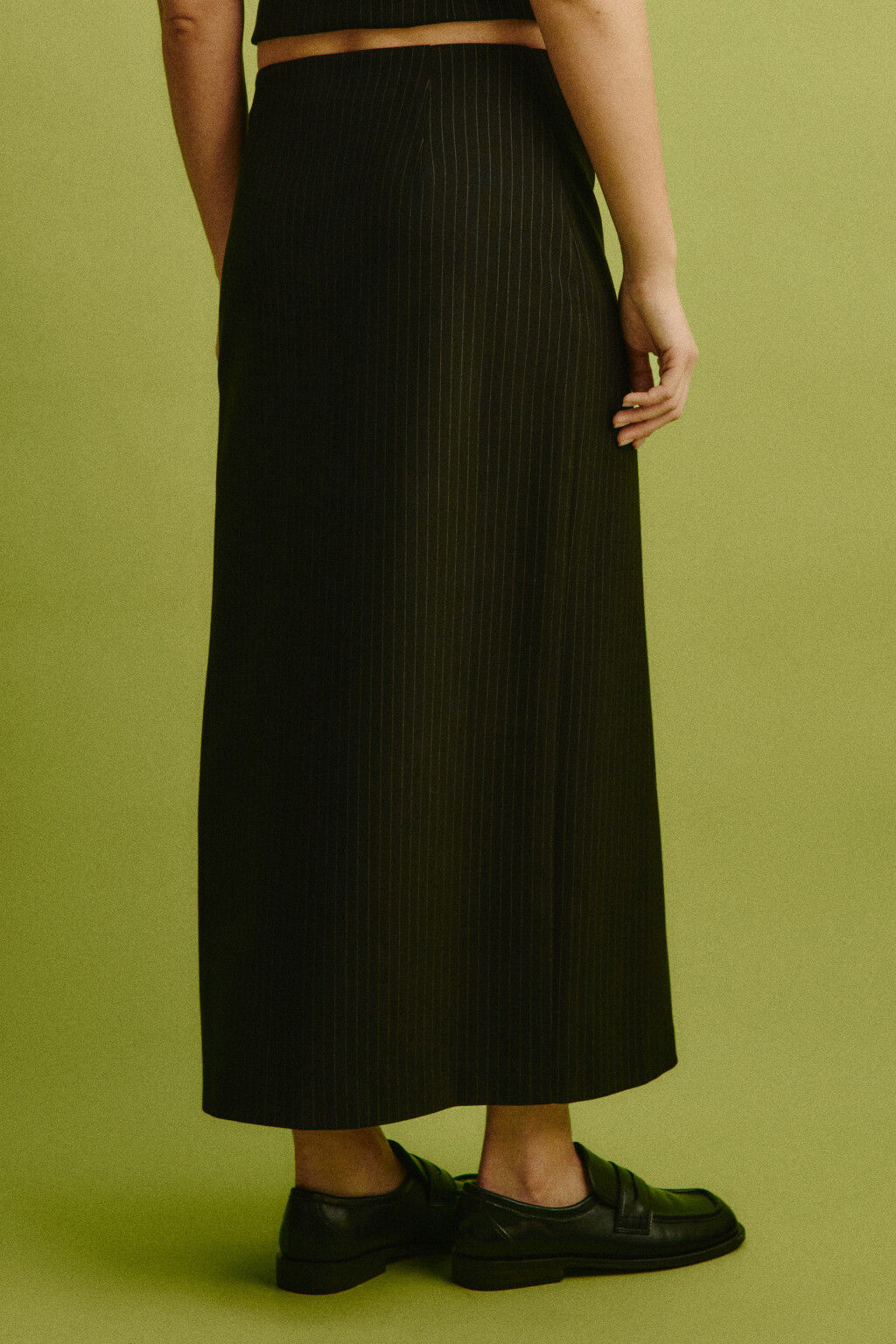 Юбка прямая миди в полоску - цвет черный - 3