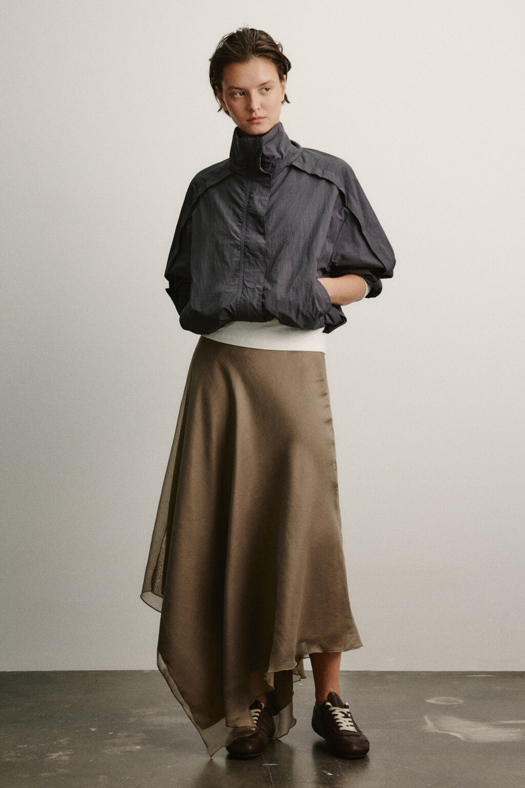 Юбка миди асимметричная со средней посадкой - цвет бежевый - 4