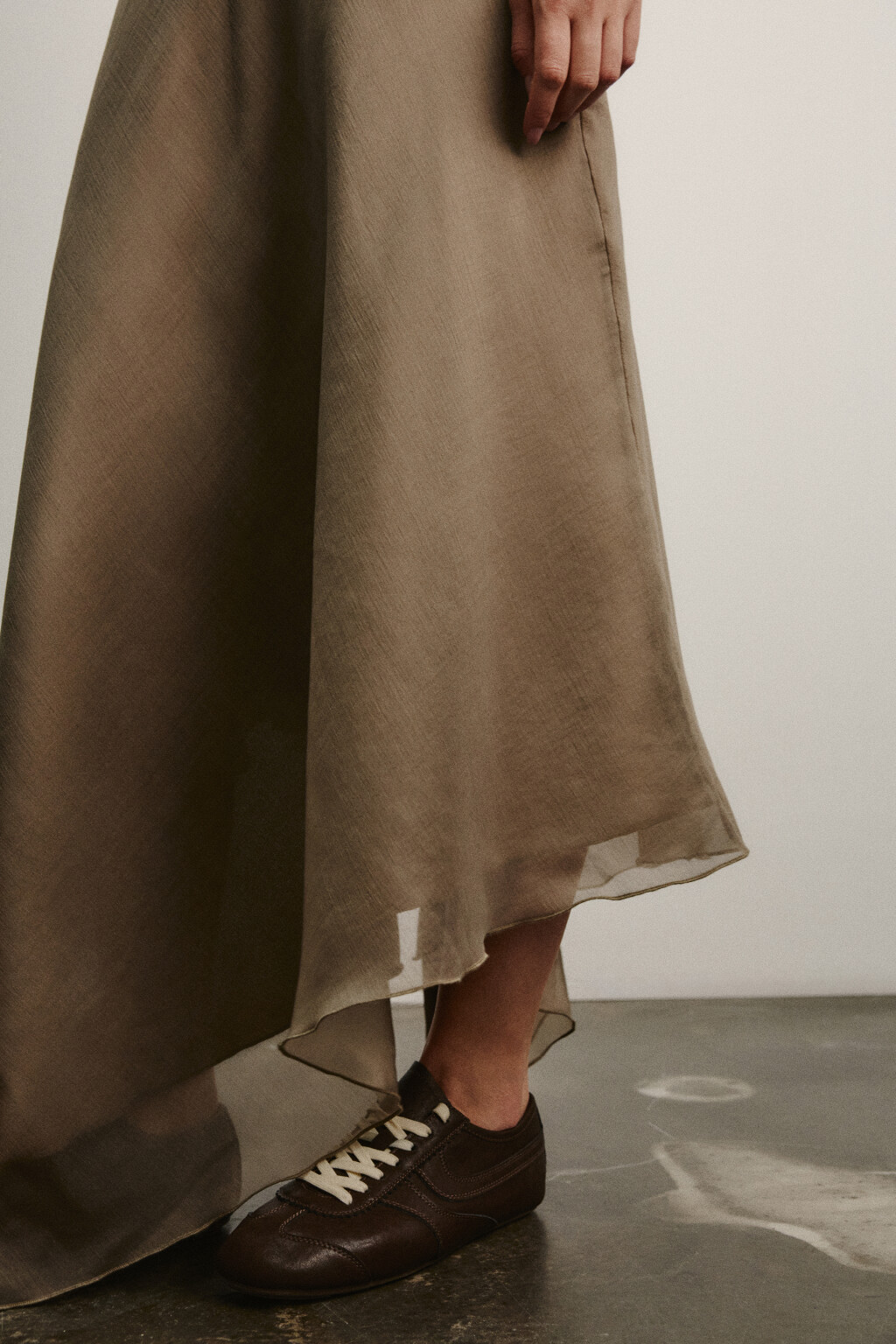 Юбка миди асимметричная со средней посадкой - цвет бежевый - 6