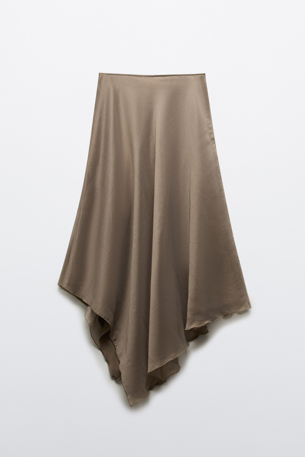 Юбка миди асимметричная со средней посадкой - цвет бежевый - 1