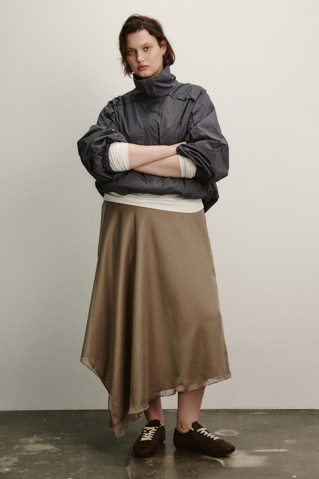 Юбка миди асимметричная со средней посадкой - цвет бежевый - 4