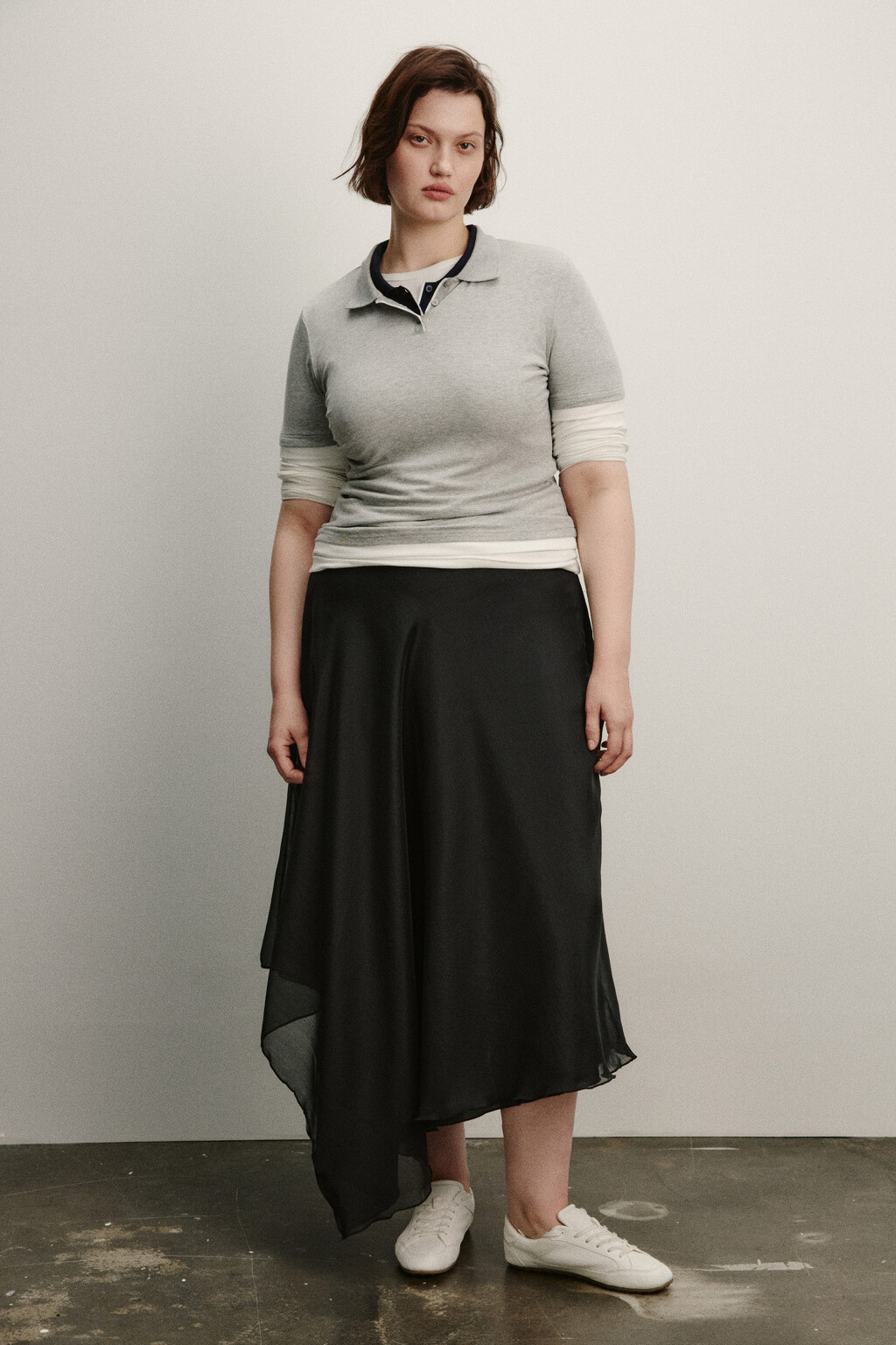 Юбка миди асимметричная со средней посадкой - цвет черный - 4