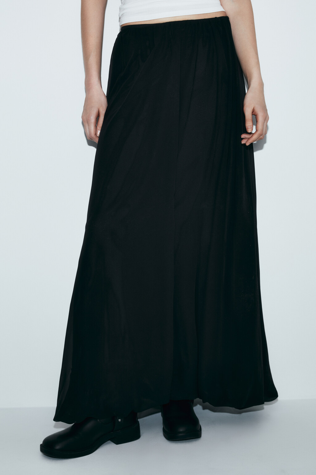 Юбка-баллон макси с высокой посадкой - цвет черный - 3