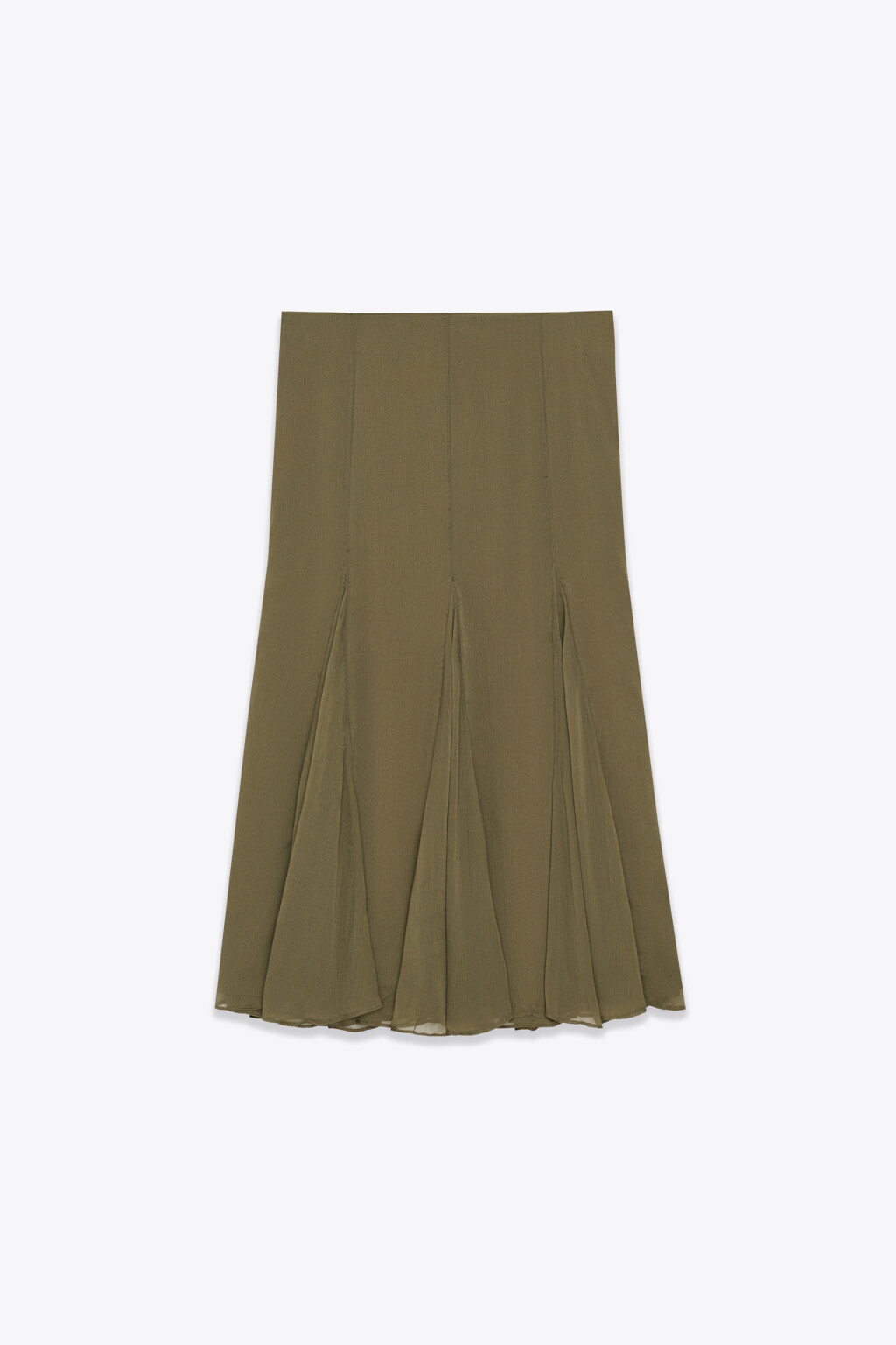 Юбка-годе шифоновая с высокой посадкой и воланами - цвет зеленый - 1