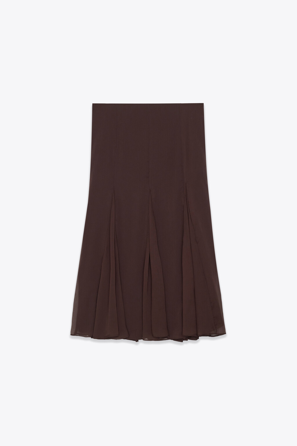 Юбка-годе шифоновая с высокой посадкой и воланами - цвет коричневый - 1