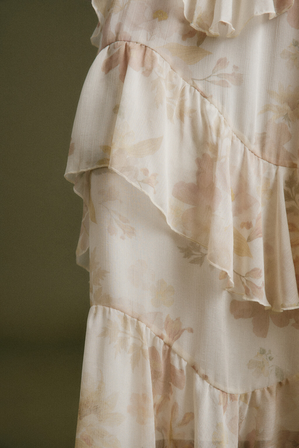 Юбка миди шифоновая многоярусная с цветочным принтом - цвет мультиколор - 5