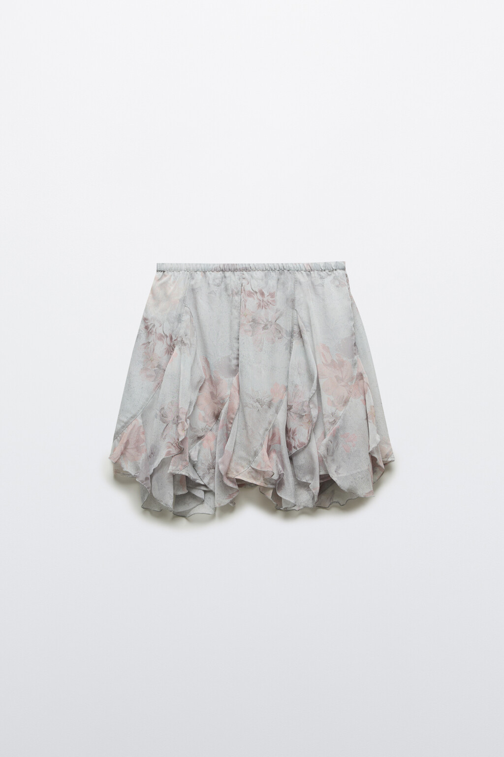 Юбка мини на резинке с воланами - цвет серый - 7